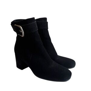 La CANADIENNE Boots JESSE Suede Square Toe MOD Buckle Ankle Booties 39495